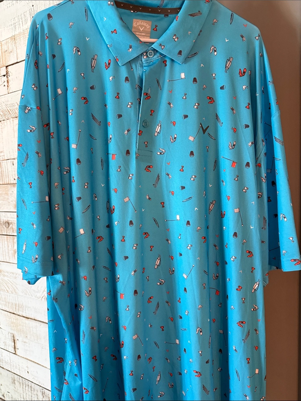Callaway Men’s Aqua Blue Golf Polo with Mini Print